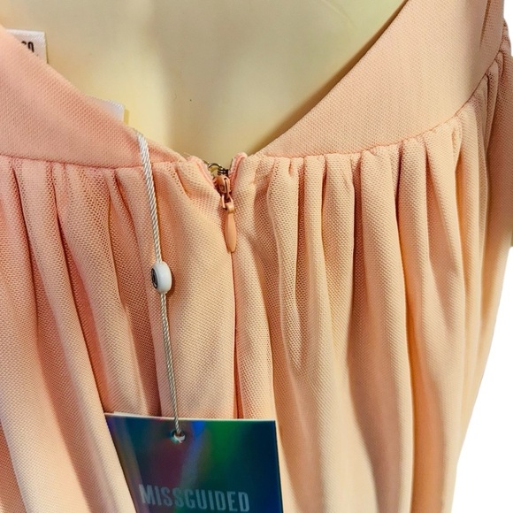 Missguided Plunging Neck Maxi Dress Peach Size 6 - Picture 11 of 16